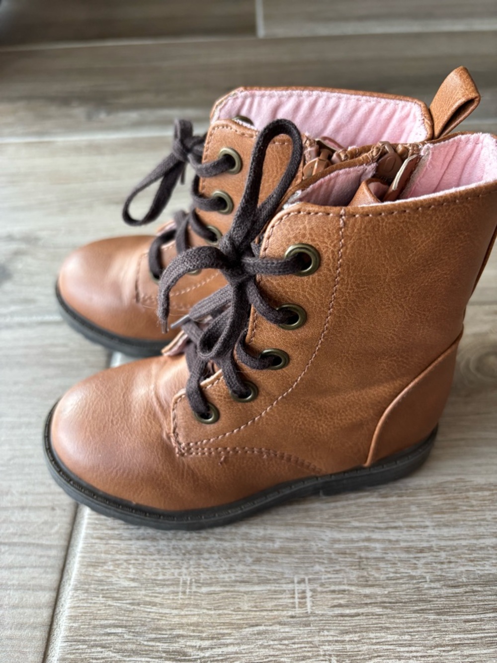 Cat & Jack Brown Lace-Up Kids Ankle Boots